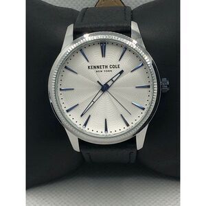 Kenneth Cole KC50877001 Unisex Leather Analog Silver Dial Quartz Watch OL134